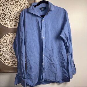 Polo by Ralph Lauren Blue Micro Check Button Down Shirt Men’s Size 16.5 / 42